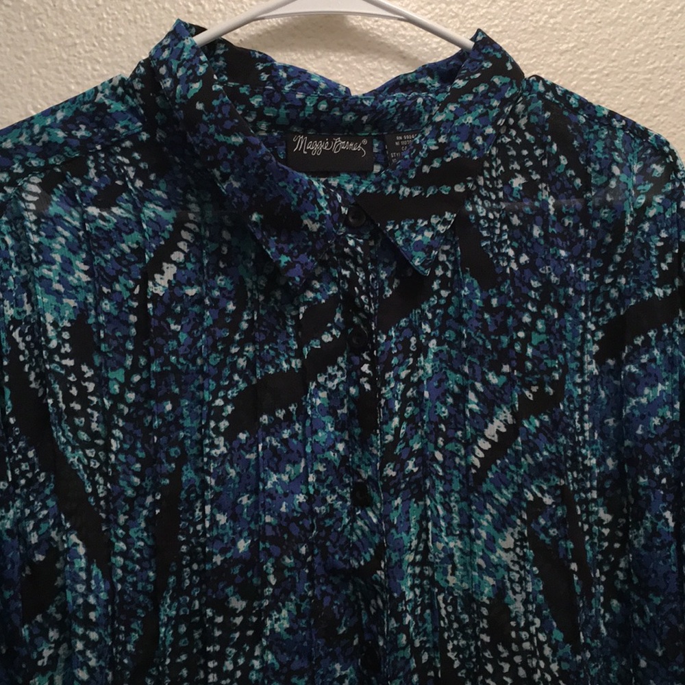 3X Blue Button Up Blouse